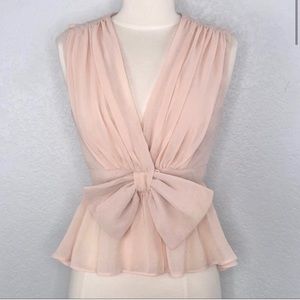 ASOS Blush Peplum Chiffon Bow Waist Top 4